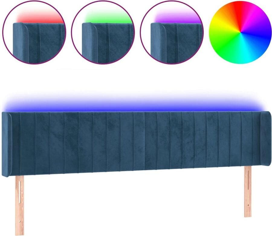 VidaXL Hoofdbord LED Fluweel Donkerblauw 183x16x78 88 cm Hoofdboard Led Hoofdbord Velvet Hoofdbord Blauw Hoofdbord Comfortabele Hoofdbord Met Verlichting Slaap Accessoires - Foto 2