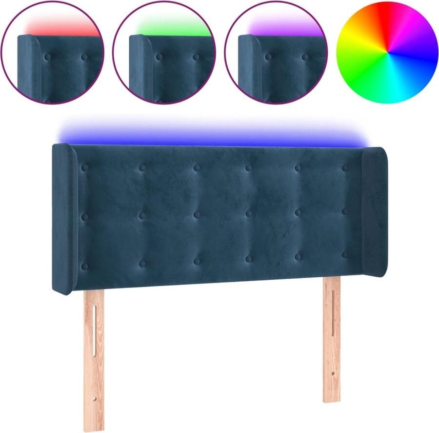 VidaXL Hoofdbord LED Fluweel Donkerblauw Hoofd Bord Led Verlichting Hoofdbord Blauw Velvet Hoofdbord Beddecoratie Slaapkamerstijl - Foto 2