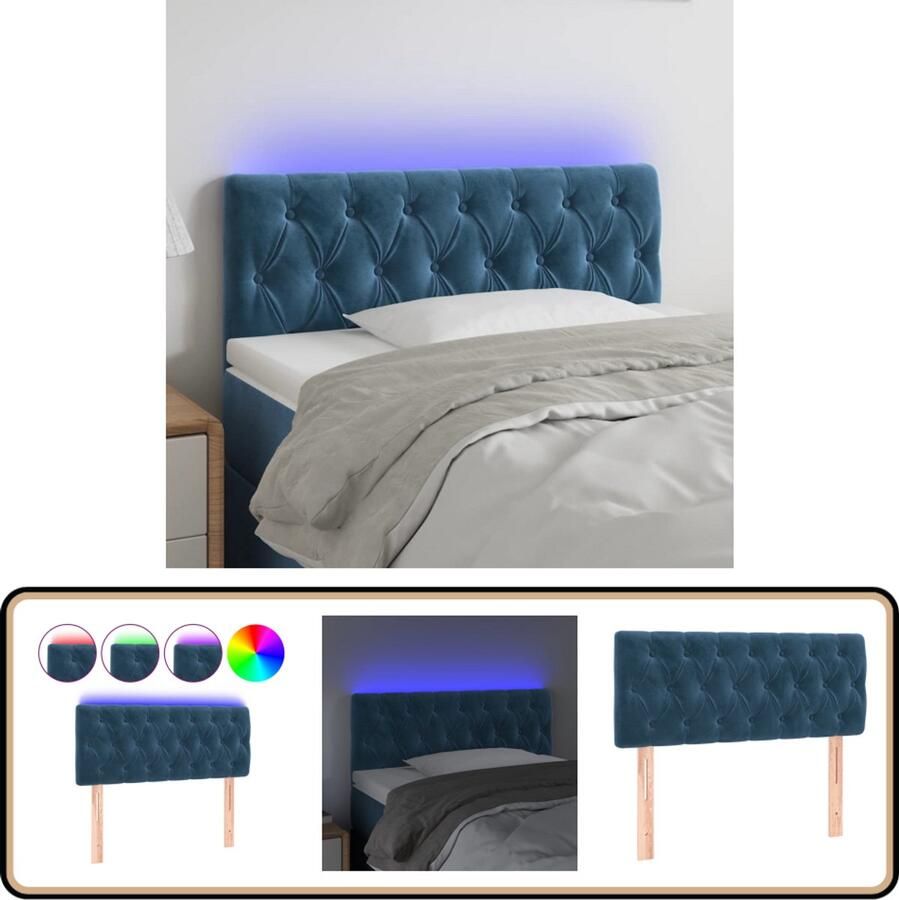 VidaXL Hoofdbord LED Fluweel Donkerblauw Hoofddekens Led Hoofdborden Beddengoed Slaapkamers Velvet Meubilair