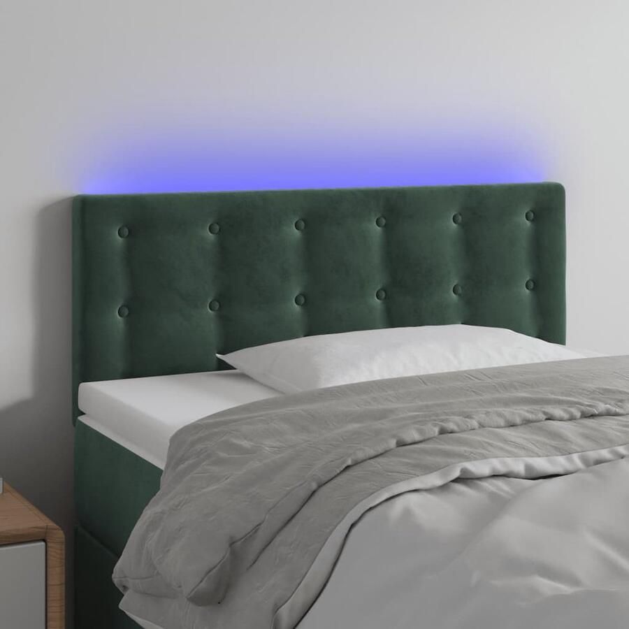 VidaXL Hoofdbord LED Fluweel Donkergroen 100x78 cm Hoofdboard Led Headboard Velvet Headboard Comfortabele Hoofdsteun Dimmable Licht Slaap Accessoires Kamer Decoratie Donkere Kleuren - Foto 2