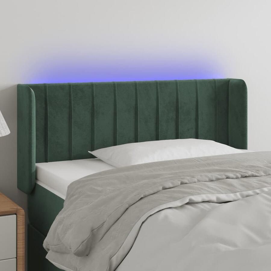 VidaXL Hoofdbord LED Fluweel Donkergroen Hoofdboard Led Headboard Velvet Headboard Donkere Groene Hoofdstoel Comfortabele Hoofdsteunen Slaap Accessoires - Foto 2
