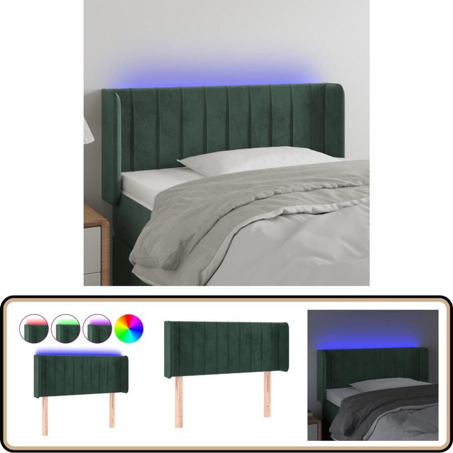 VidaXL Hoofdbord LED Fluweel Donkergroen Hoofdboard Led Headboard Velvet Headboard Donkere Groene Hoofdstoel Comfortabele Hoofdsteunen Slaap Accessoires