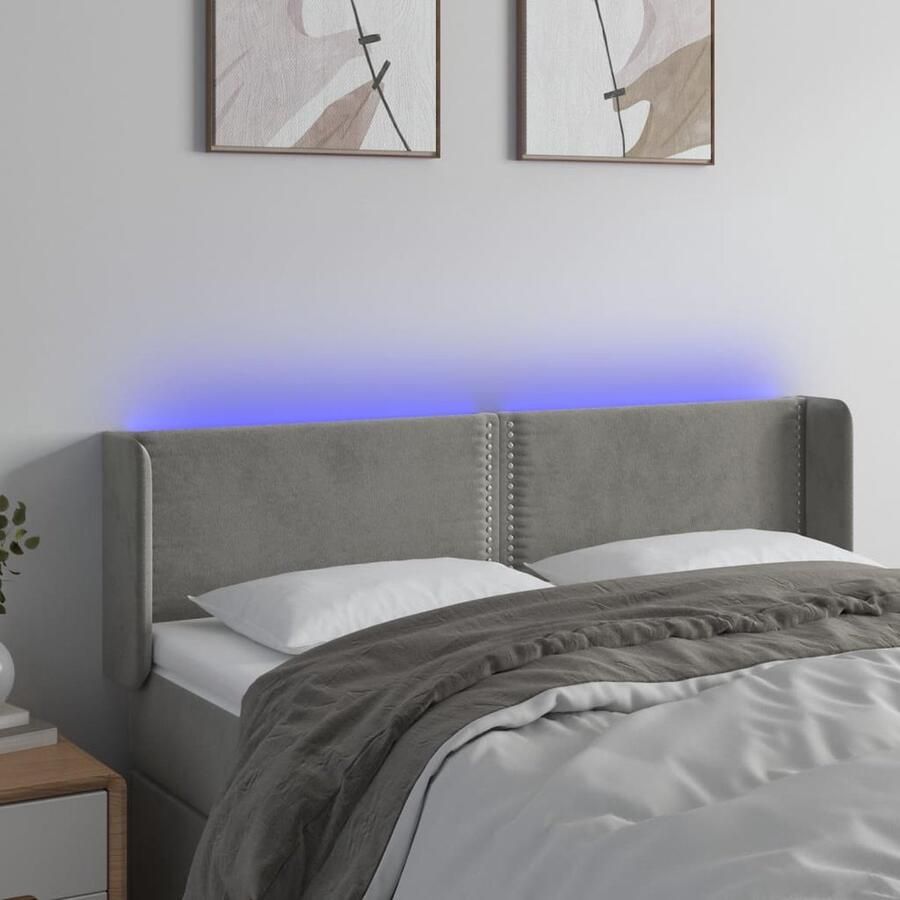 VidaXL Hoofdbord LED Fluweel Lichtgrijs 147 cm Hoofdboard Led Hoofdbord Velvet Hoofdbord Bedhead Adjustable Headboard Leeshoek Tv Hoek Slaapkamervloer - Foto 3