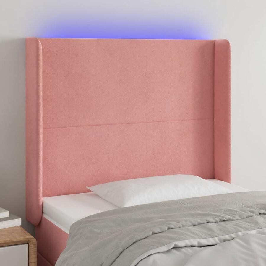 VidaXL Hoofdbord LED Fluweel Roze 103x16x118 cm Hoofd Bord Led Bedhoofdbord Headboard Hoofdboard Roze Velvet Headboard Luxe Headboard Verlichte Headboard - Foto 2