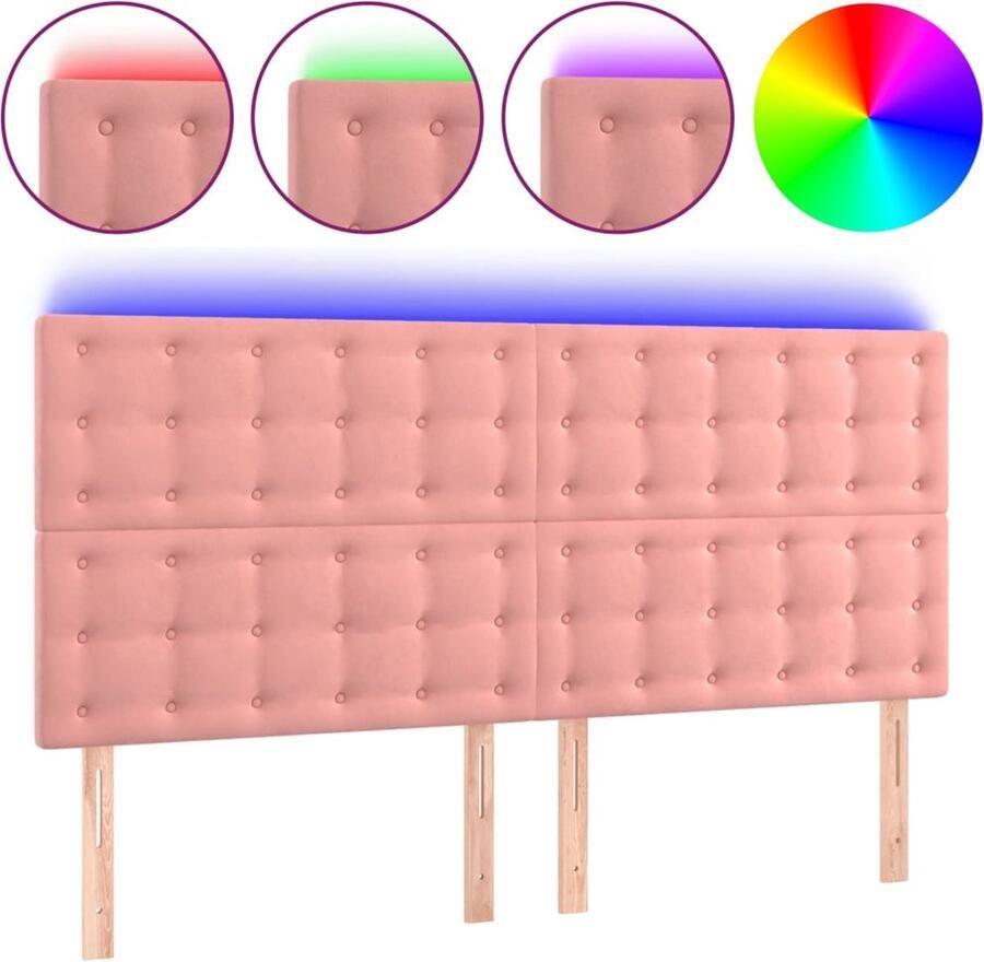 VidaXL Hoofdbord LED Fluweel Roze 180x118 cm Hoofddekens Led Hoofdbord Hoofdborden Velvet Hoofdbord Rozer Hoofdbord Leeshoek Tv Hoek Ergonomisch Hoofdbord - Foto 2