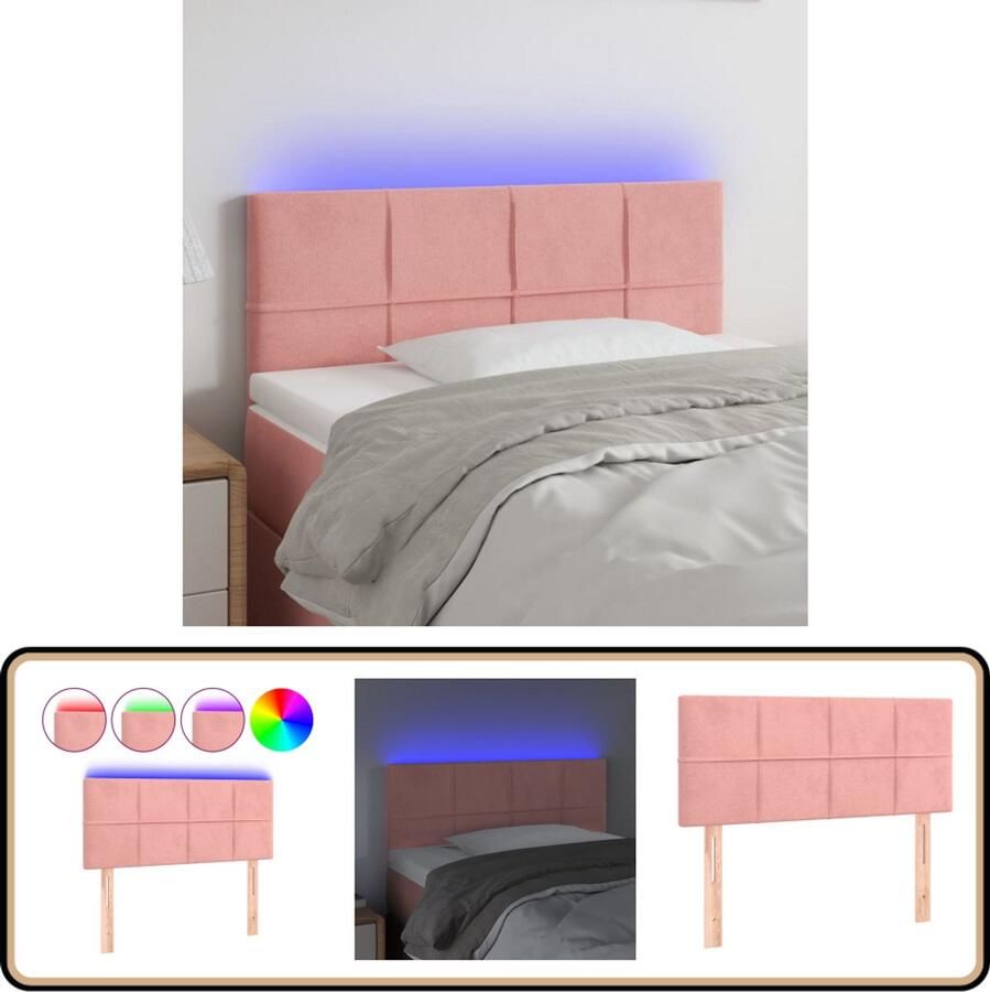 VidaXL Hoofdbord LED Fluweel Roze 80x5x78 88 cm Hoofddekens Led Headboard Fluweel Hoofdboard Roze Hoofdbord Met Verlichting Usb Hoofdbord