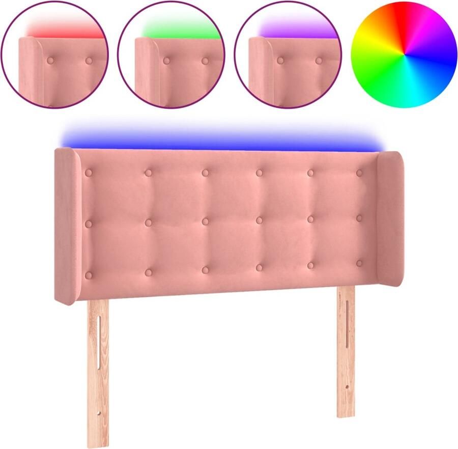 VidaXL Hoofdbord LED Fluweel Roze 83x16x78 88 cm Hoofdboard Led Verlichting Fluweel Roze Hoofdkussen Beddecoratie Slaapcomfort Usb Aansluiting - Foto 2