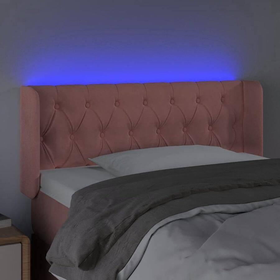 VidaXL Hoofdbord LED Fluweel Roze 93x16x78 88 cm Hoofd Bord Led Hoofdbord Roze Hoofdbord Velvet Led Lamp Headboard Slaap Kamer Decoratie