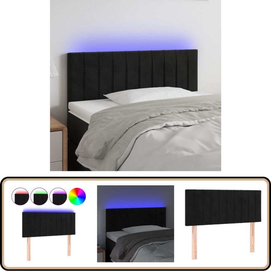 VidaXL Hoofdbord LED Fluweel Zwart 80x5x78 88 cm Hoofddekens Led Headboard Velvet Headboard Zwarte Hoofdborden Met Verlichting