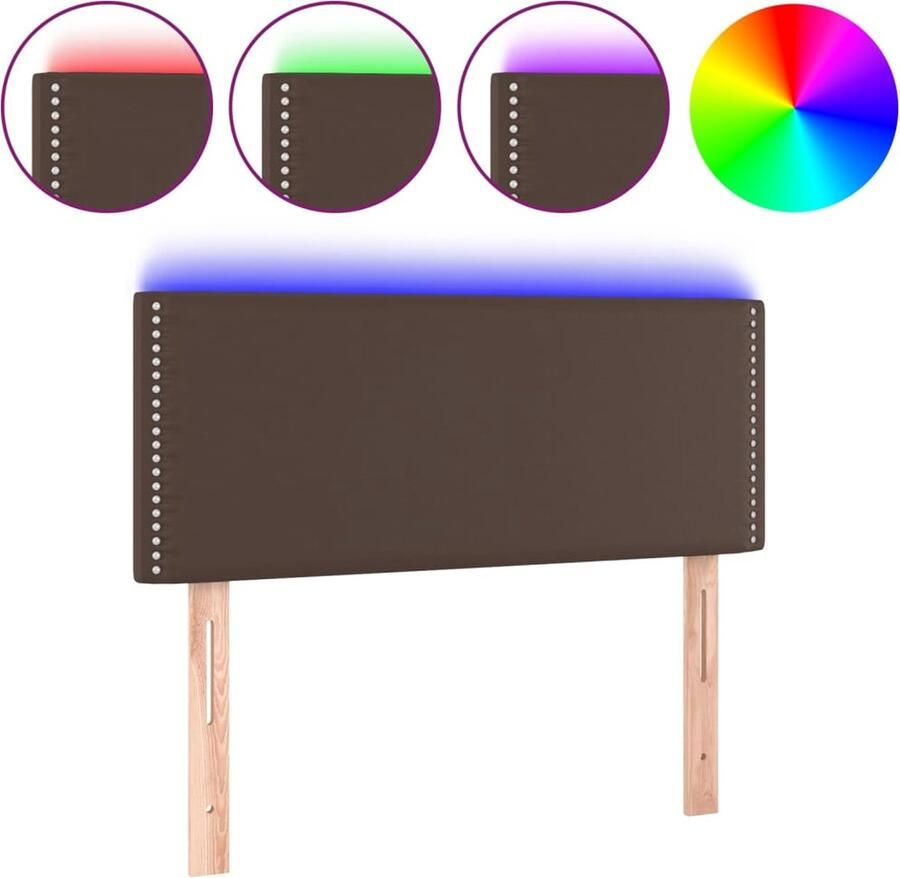VidaXL Hoofdbord LED Kunstleer 100x78 88 cm Bruin Hoofd Bord Led Hoofdbord Bruine Hoofdbord Kunstleder Hoofdbord Adjustable Headboard Leeshoek Tv Hoek - Foto 2