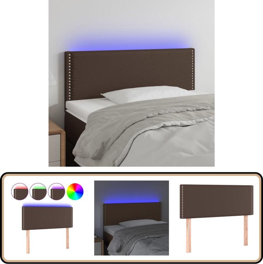 VidaXL Hoofdbord LED Kunstleer 100x78 88 cm Bruin Hoofd Bord Led Hoofdbord Bruine Hoofdbord Kunstleder Hoofdbord Adjustable Headboard Leeshoek Tv Hoek