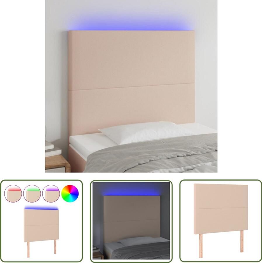 VidaXL Hoofdbord LED Kunstleer Cappuccino 100x5x118 128 cm Hoofdboard Led Hoofdbord Kapstok Bedroom Decor Bruine Hoofdbord Lederlook Hoofdbord Adjustable Headboard