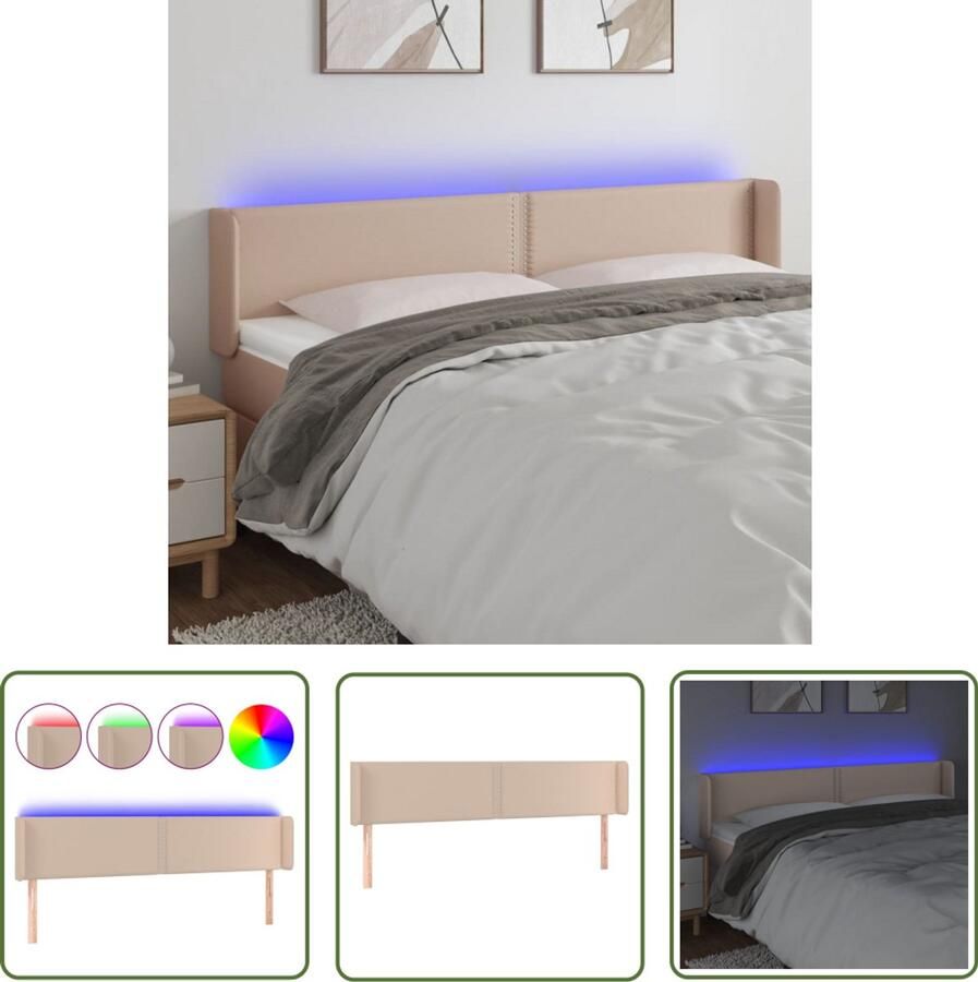 VidaXL Hoofdbord LED Kunstleer Cappuccino 203x16x78 88cm Hoofdboard Led Hoofdbord Kapstok Bedroom Decor Kunstleder Hoofdbord Cappucino Hoofdbord Adjustable Headboard