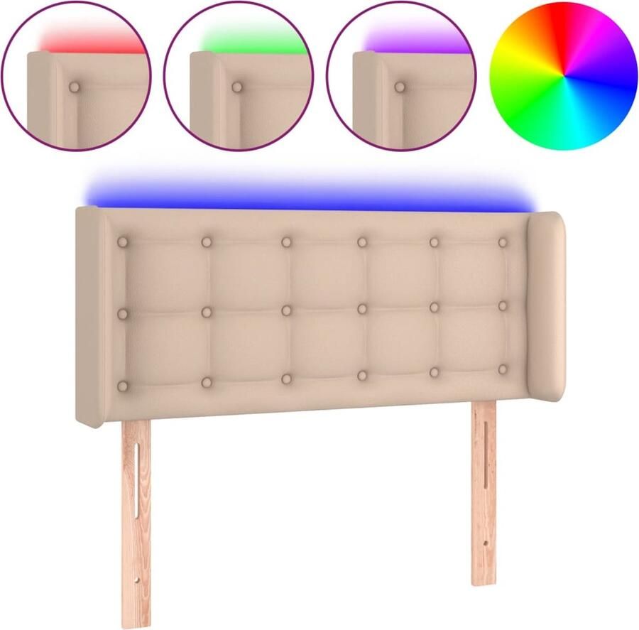 VidaXL Hoofdbord LED Kunstleer Cappuccinokleurig Klassieke Hoofdbord Led Hoofdbord Kapstok Bruine Hoofdbord Lederlook Hoofdbord Kunstleder Hoofdbord Adjustable Hoofdbord Leeshoek Hoofdbord - Foto 2