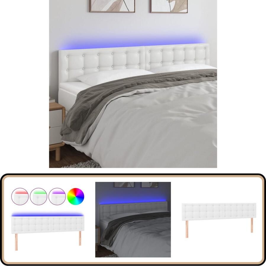 VidaXL Hoofdbord LED Kunstleer Wit 200x78 88 cm Hoofddekens Led Headboard Hoofdborden Slaapkamers Comfortabel Hoofdboard Verlichte Hoofdenbord