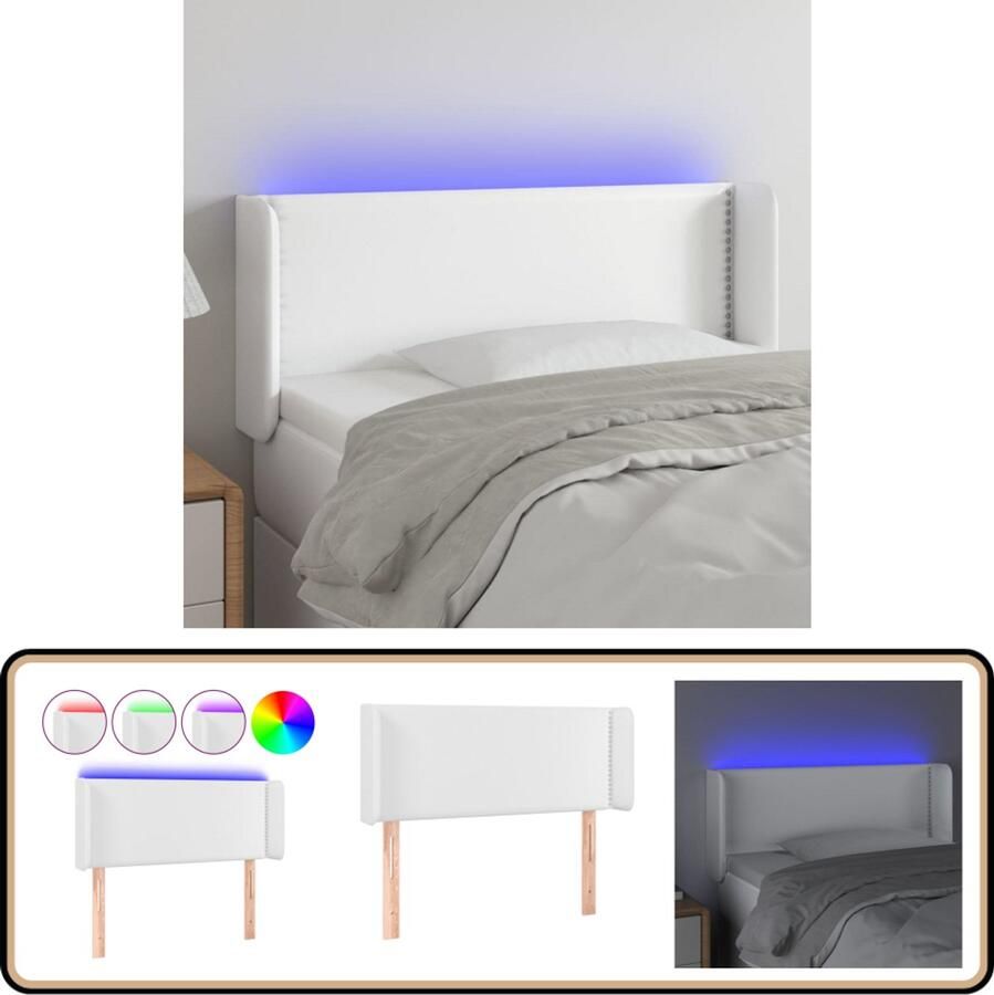 VidaXL Hoofdbord LED Kunstleer Wit 83x16x78 88 cm Hoofdboard Led Hoofdbord Met Led Hoofdbord Wit Kunstleder Hoofdbord Elektrisch Hoofdbord Beddecoratie Slaapkamers