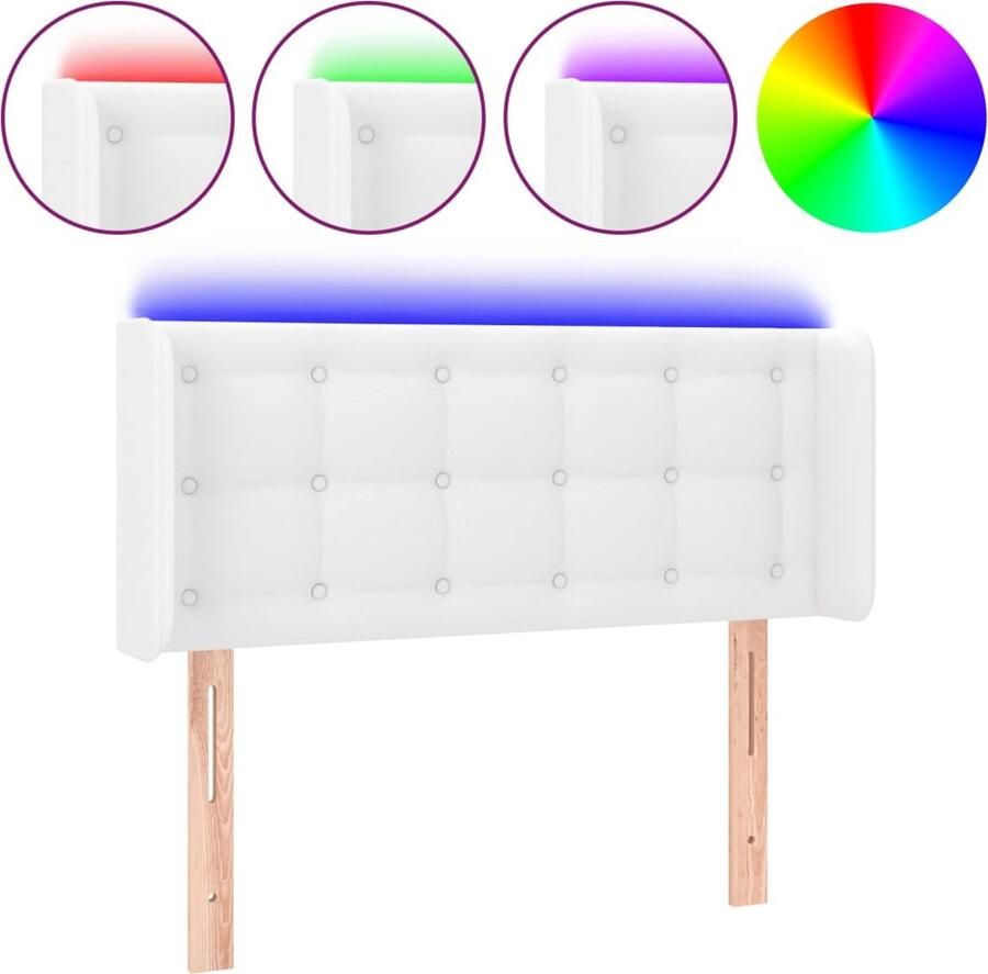 VidaXL Hoofdbord LED Kunstleer Wit 83x16x78 88 cm LED Hoofdbord Hoofdkussen Led Lamp Slaap Accessoires Bedroom Decor Comfortabel Hoofdbord Leeshoek Tv Hoek - Foto 2