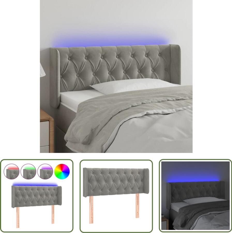 VidaXL Hoofdbord LED Lichtgrijs 103x16x78 88 cm Hoofdboard Led Hoofdbord Velvet Hoofdbord Bedhoofdbord Adjustable Headboard Slaap Accessoires Kamer Decoratie
