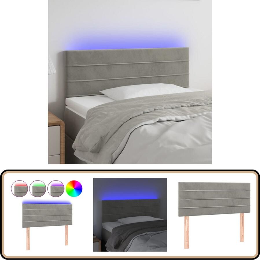 VidaXL Hoofdbord LED Lichtgrijs 80x5x78 88 cm Hoofddekbed Led Headboard Fluweel Hoofdboard Hoofdbord Grijs Adjustable Headboard Leeshoek