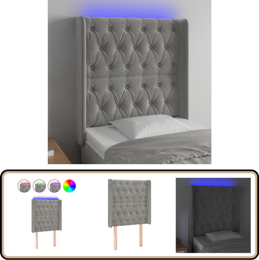 VidaXL Hoofdbord LED Lichtgrijs 83x16x118 128 cm Led Hoofdbord Velvet Hoofdbord Grijs Hoofdbord Led Lamp Hoofdbord Met Led Hoofdbord Bestellen Slaapkamers Decoreren