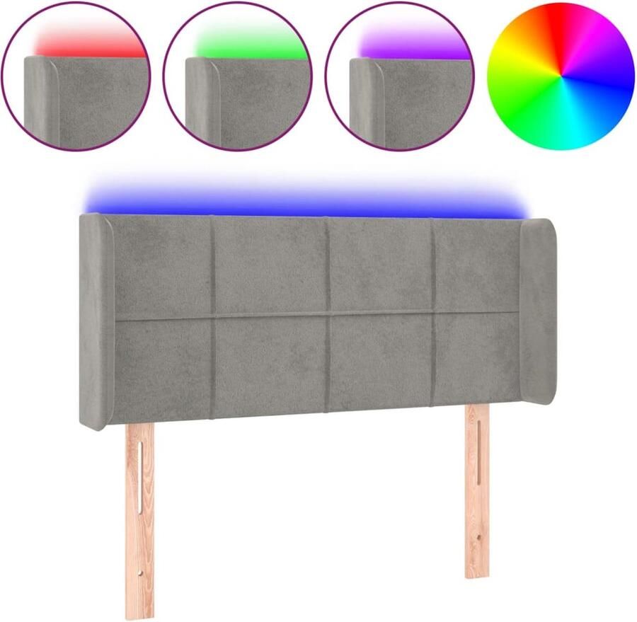 VidaXL Hoofdbord LED Lichtgrijs 83x16x78 88 cm Hoofdboard Led Hoofdbord Grijs Velvet Hoofdbord Leeshoek Tv Hoek Beddecoratie Bedroom Decor - Foto 2