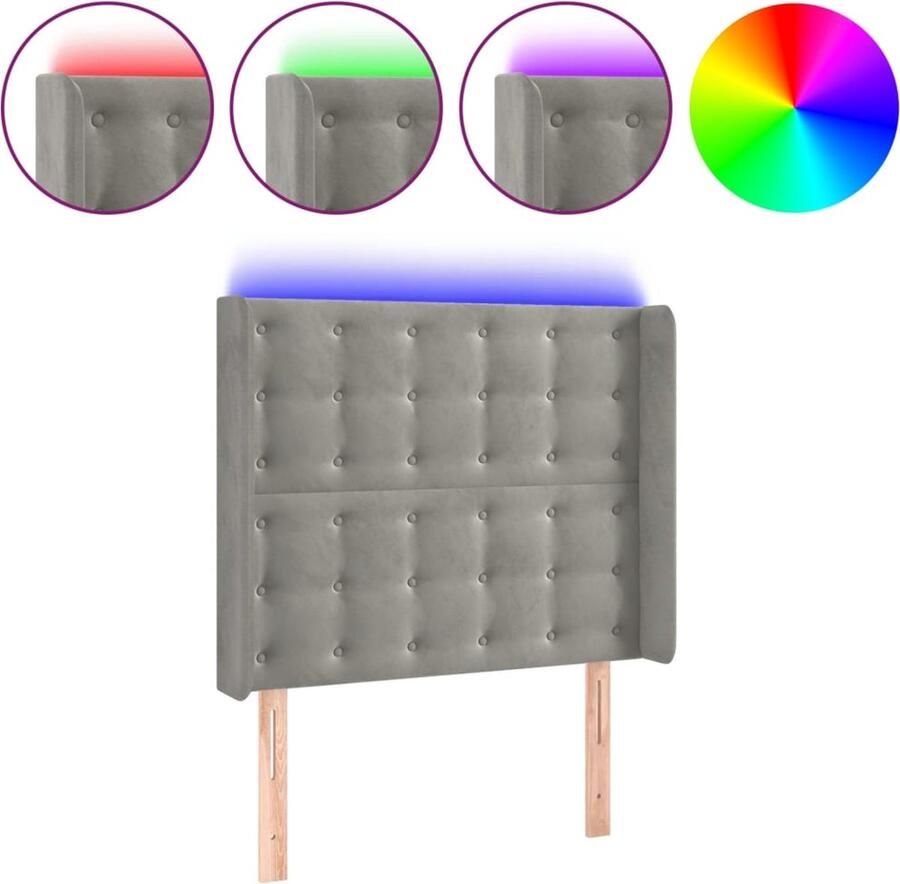 VidaXL Hoofdbord LED Lichtgrijs 93x16x118 128 cm Hoofd Bord Led Hoofdbord Grijs Hoofdbord Velvet Led Verlichting Leeshoek Tv Hoek Ergonomisch Hoofdbord - Foto 2