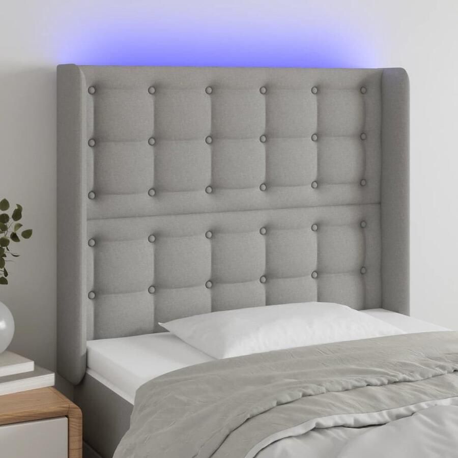VidaXL Hoofdbord LED Lichtgrijs 93x16x118 128 cm Hoofdboard Led Headboard Hoofdkussen Bedside Lighting Slaap Accessoires Bedroom Decor - Foto 2