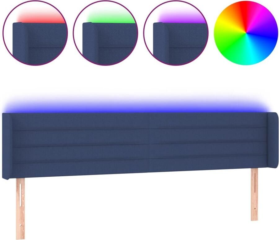 VidaXL Hoofdbord LED Stof Blauw 183x16x78 88 cm Hoofdboard Led Verlichting Hoofdbord Blauw Slaapkamersdecoratie Comfortabel Hoofdbord Leeshoek - Foto 2