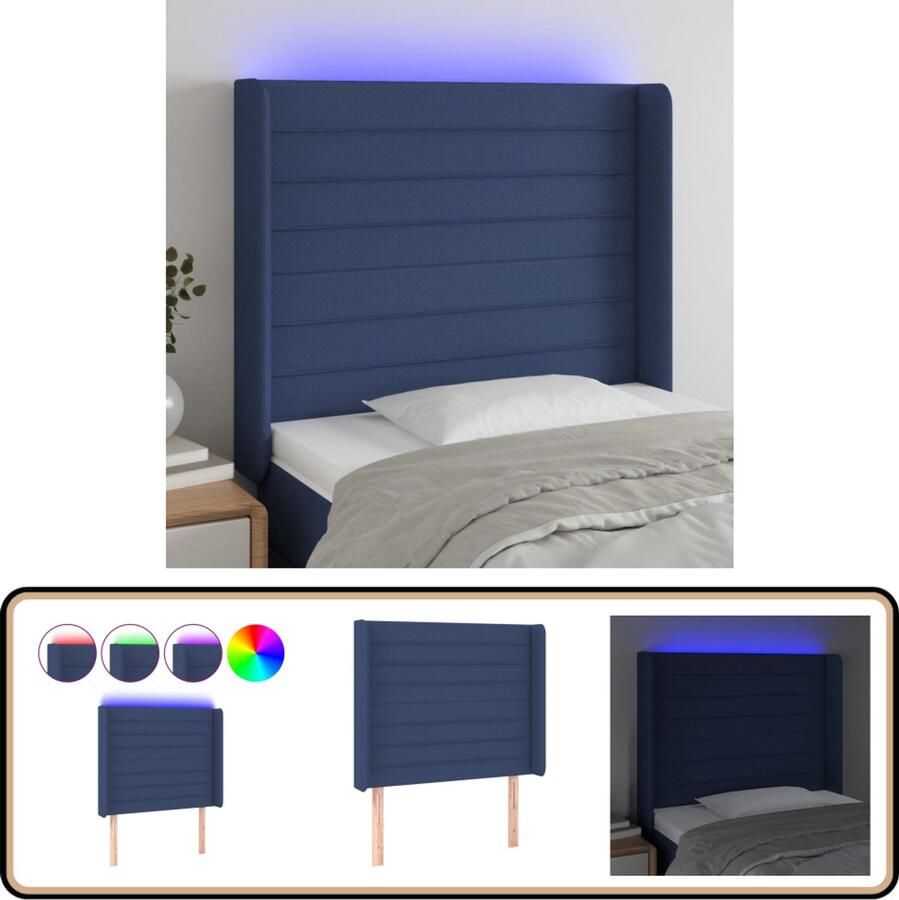 VidaXL Hoofdbord LED Stof Blauw 83x16x118 128 cm Hoofd Bord Led Hoofdbord Blauw Beddecoratie Slaapkamers Led Verlichting Comfortabel Hoofdbord Adjustable Headboard