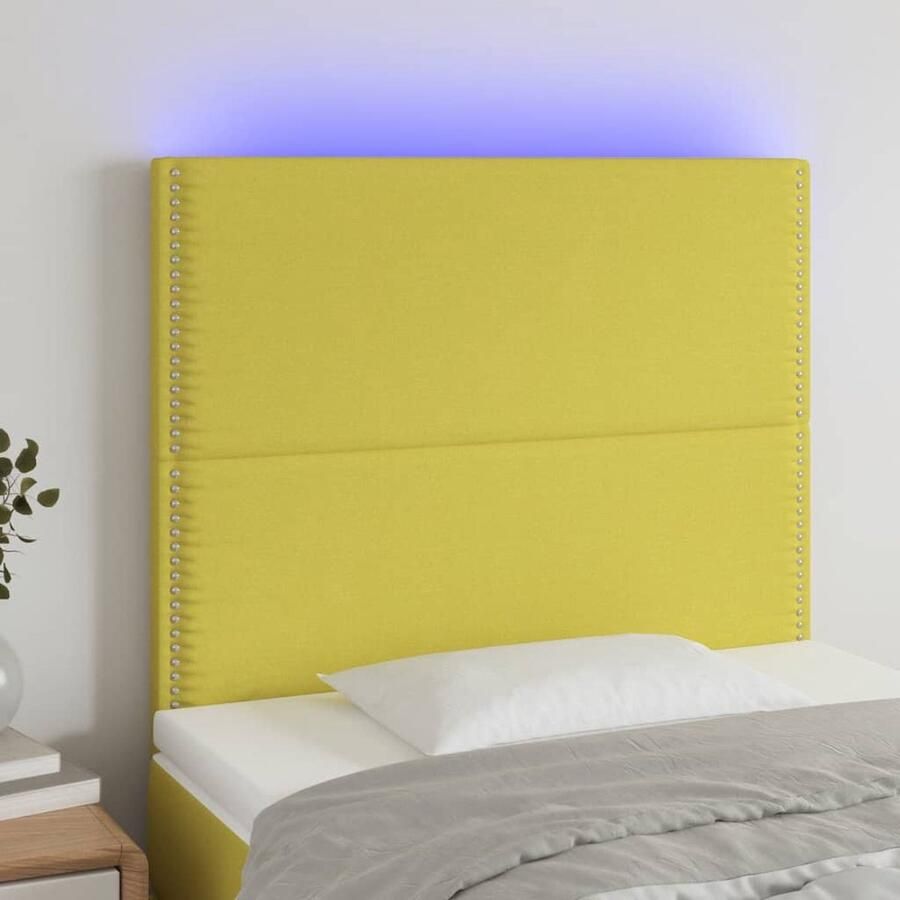VidaXL Hoofdbord LED Stof Groen 80x5x118 128 cm Hoofdboard Led Headboard Bedhead Slaapkamervloer Kamerdecoratie Groene Meubels - Foto 2