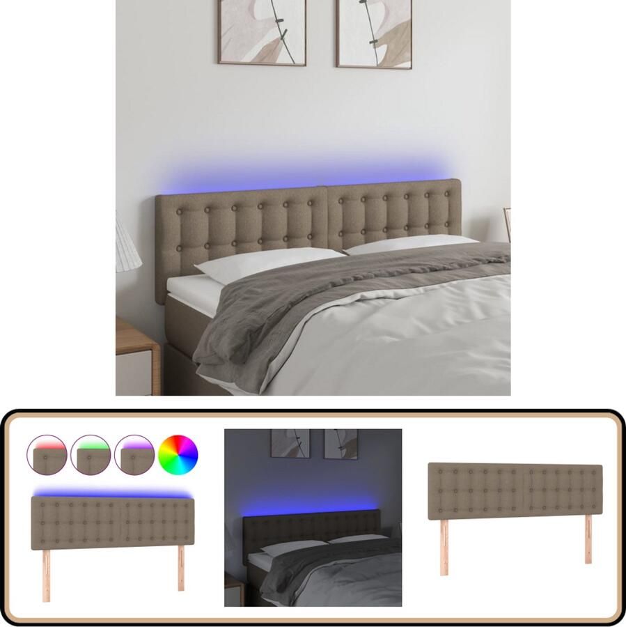 VidaXL Hoofdbord LED Stof Taupe 144x78 cm Klassieke Hoofdbord Led Hoofdbord Met Verlichting Leeshoek Comfortabel Hoofdbord