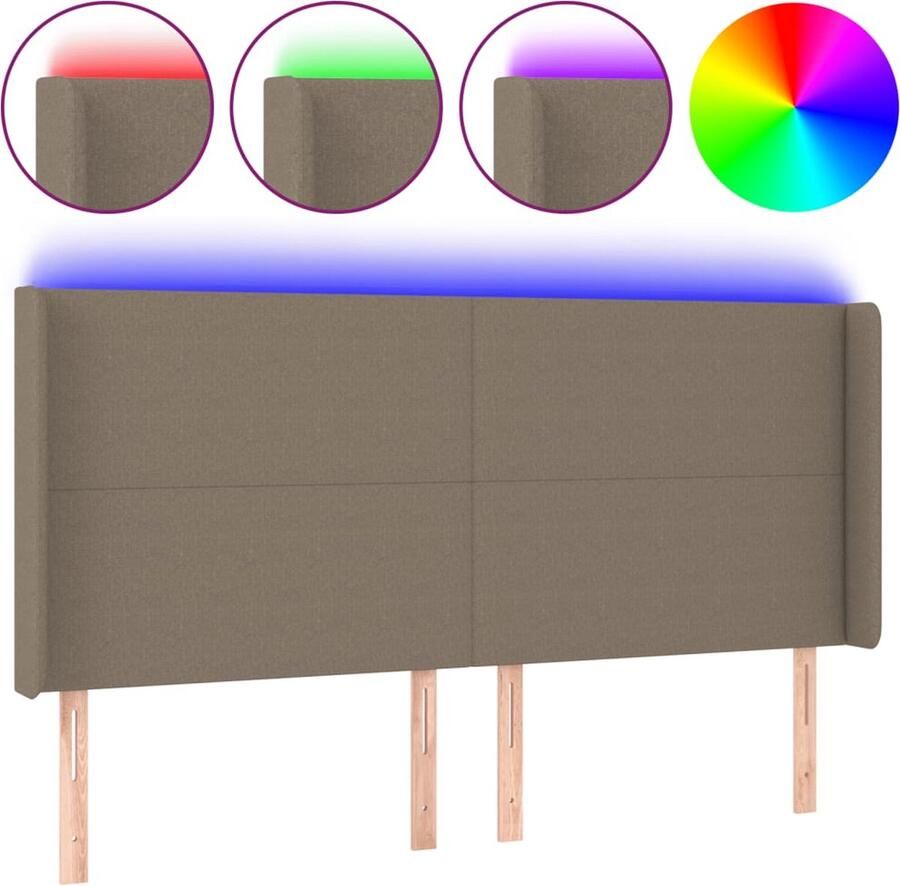 VidaXL Hoofdbord LED Stof Taupe 203x16x118 128 cm Hoofd Bord Led Hoofdbord Hoofdkussen Slaapcomfort Bedroom Decor Taupecloor - Foto 2