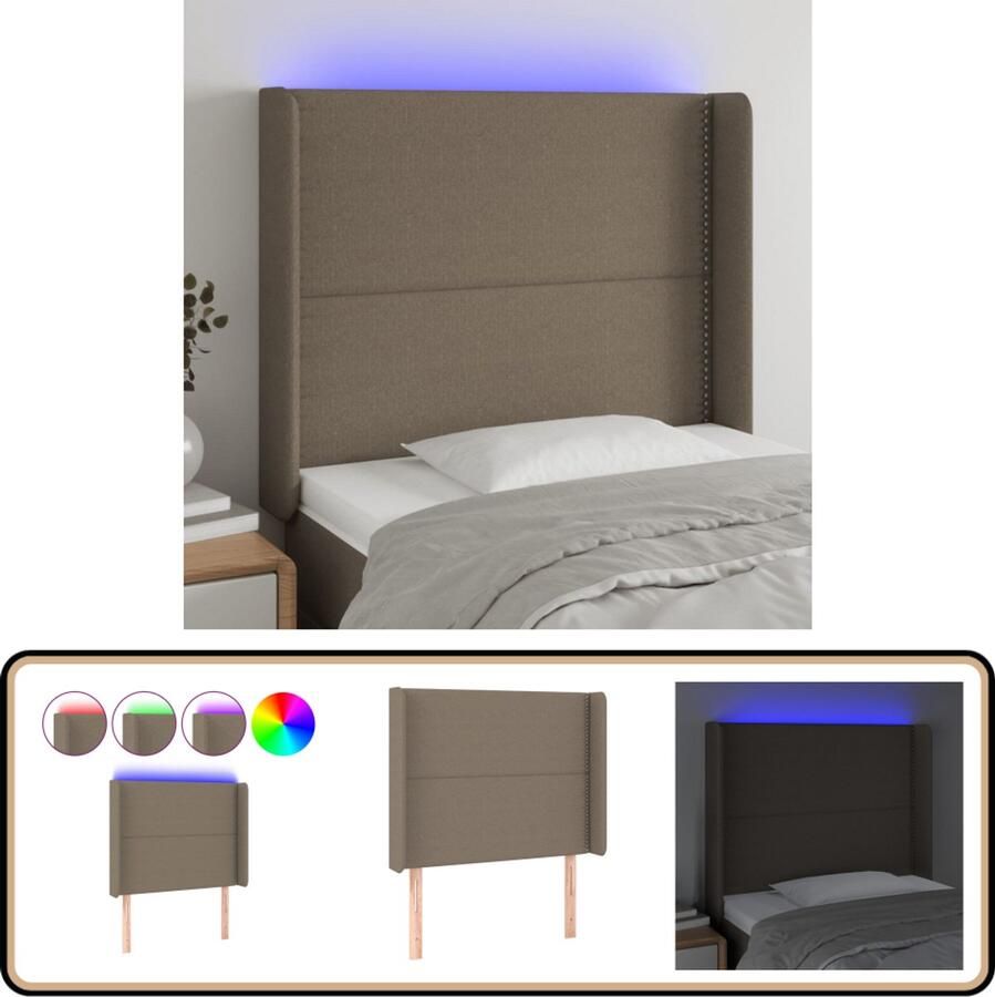 VidaXL Hoofdbord LED Stof Taupe 83x16x118 cm Hoofdboard Led Verlichting Hoofdbord Met Lampjes Slaapkamersdecoratie Tapijt Beige