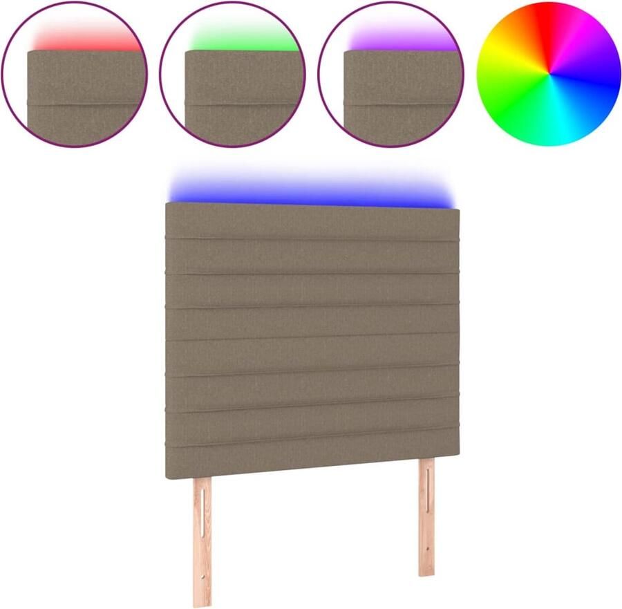 VidaXL Hoofdbord LED Taupe Stof 100x118 128 cm Hoofdboard Led Hoofdbord Taupe Bedding Accessoires Slaapkamers Decoratie - Foto 2