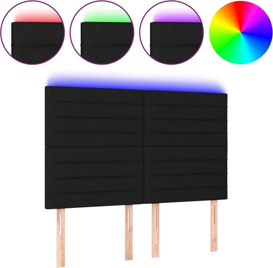 VidaXL Hoofdbord LED Zwart 144x5x118 128 cm Hoofdboard Led Hoofdbord Hoofdkussen Slaap Accessoires Bedroom Decor Nachtkastje - Foto 2