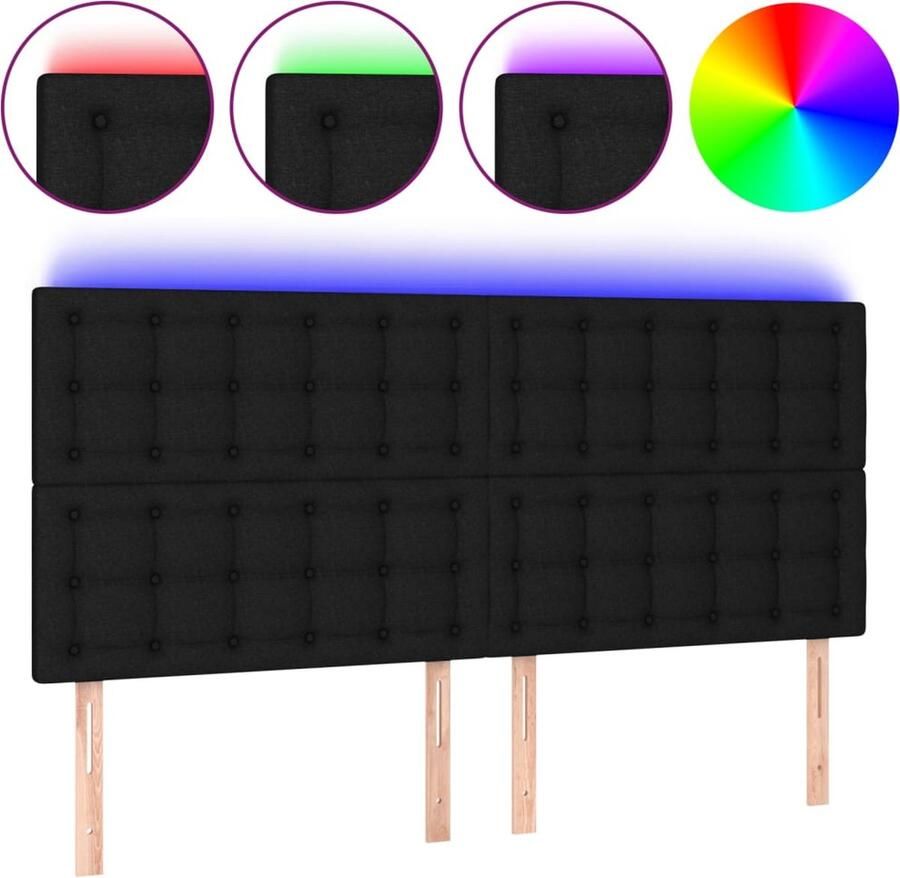 VidaXL Hoofdbord LED Zwart 160x118 cm Stof Hoofdboard Led Hoofdbord Hoofdkussen Luxe Hoofdbord Zwarte Hoofdbord Beddecoratie Slaapkamers - Foto 2