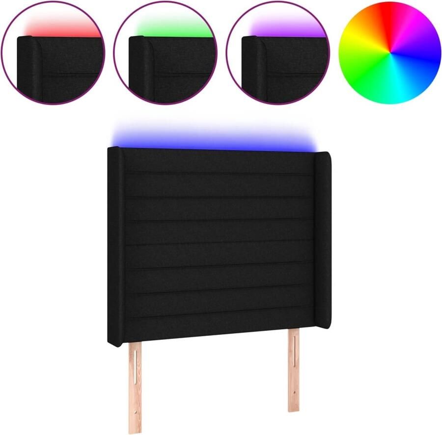 VidaXL Hoofdbord LED Zwart 93x16x118 128 cm Hoofdboard Led Hoofdbord Met Led Zwarte Hoofdbord Beddecoratie Hoofdkussen Leeshoek Tv Hoek - Foto 2