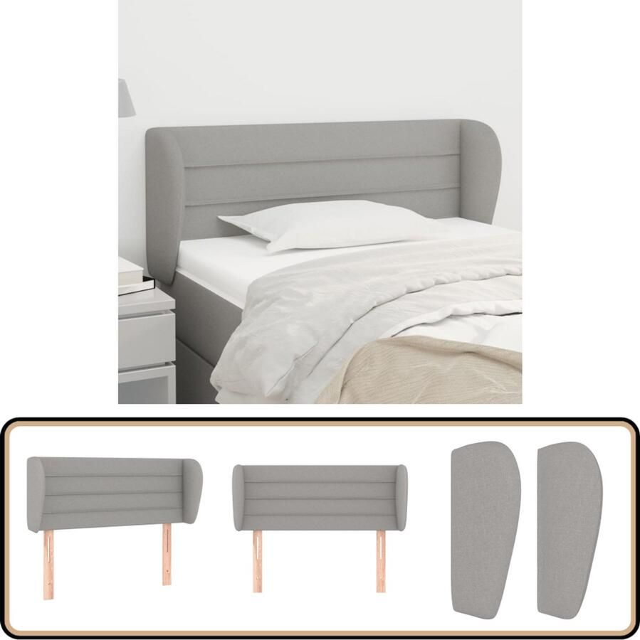 The Living Store Hoofdeind Klassiek Bedombouw 93x23x78 88cm Kleur- Lichtgrijs Klassieke Hoofdbord Bedhoofdbord Hoofdbord Grijs Stoffen Hoofdbord Comfortabele Hoofdbord - Foto 2