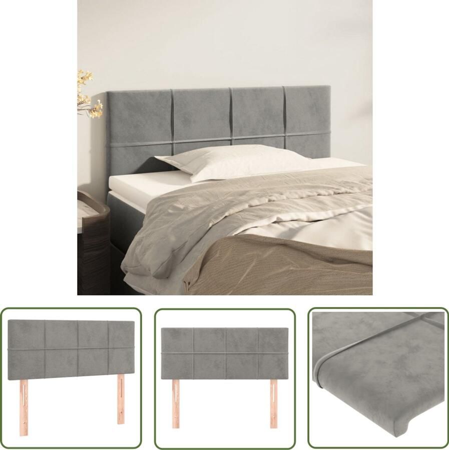 VidaXL Hoofdbord Lichtgrijs Fluweel 100x78 88 cm Hoofd Bord Hoofdbord Beddecoratie Fluweel Headboard Grijs Hoofdbord Luxe Hoofdbord Stapelbed