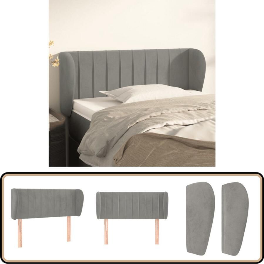 VidaXL Hoofdbord 83x23x78 88 cm Fluweel Lichtgrijs Hoofd Bord Hoofdbord Bedding Accessoires Luxe Bedding Velvet Headboard