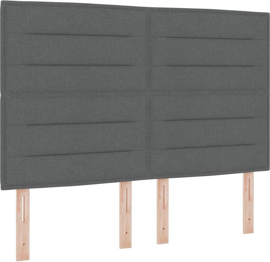 VidaXL Hoofdbord Set van 2 Donkergrijs Hout Voor bedden van 140 cm lang - Foto 2