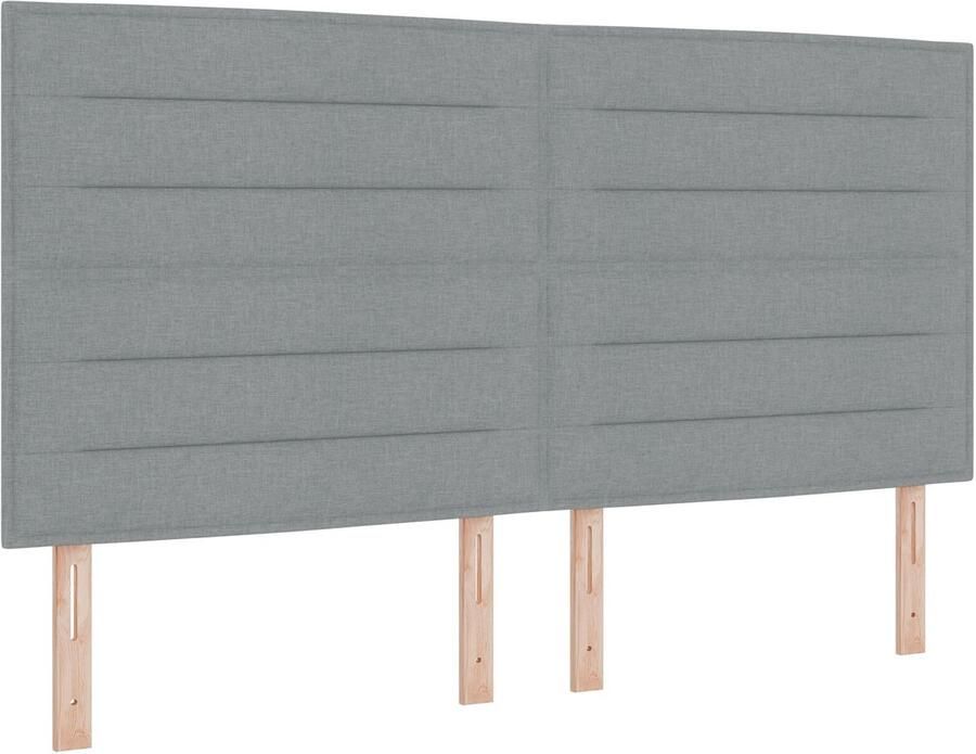 VidaXL LED Hoofdbord met Lijnen Ontwerp Lichtgrijs 90 cm Stof