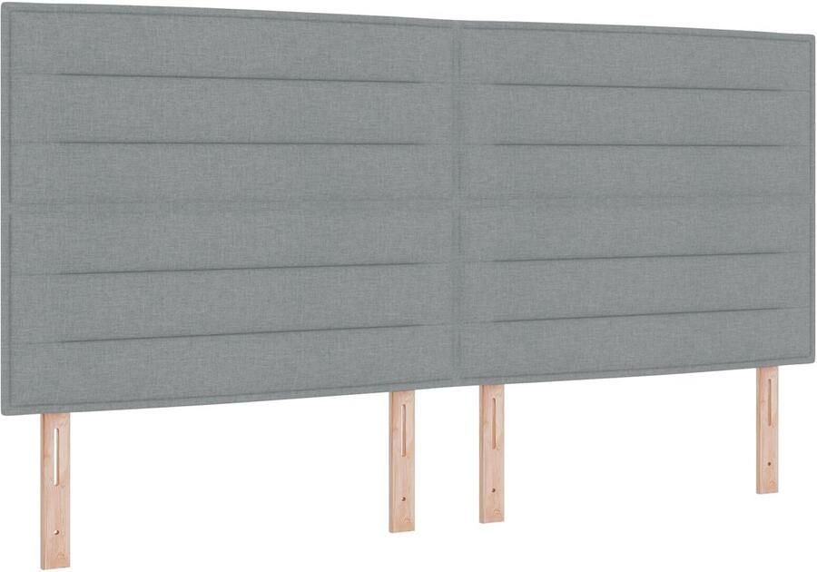 VidaXL Hoofdbord Hoogte Verstelbaar Handmatig Lichtgrijs 200 cm Stof - Foto 2