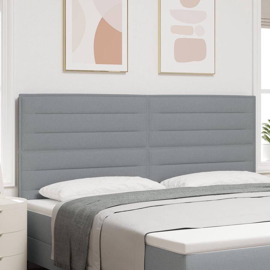 VidaXL Hoofdbord Hoogte Verstelbaar Handmatig Lichtgrijs 200 cm Stof