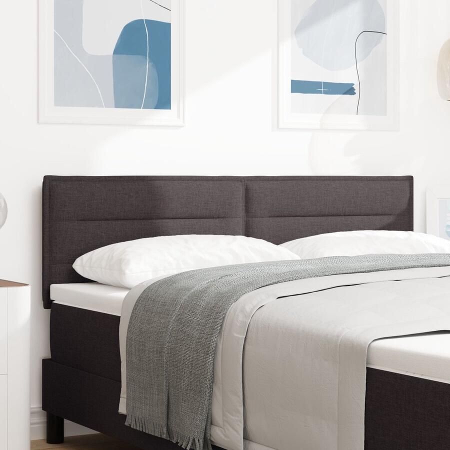 VidaXL Hoofdbord Hoogte Verstelbaar Handmatig Donkerbruin 140 cm Stof