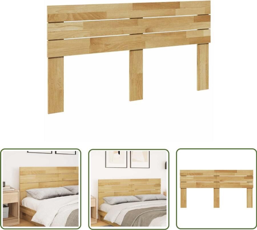 The Living Store Hoofdbord 150 cm massief hout eiken Hoofdbord Eikenhout Massief Hout Beddecoratie Slaapkamer Decoratie