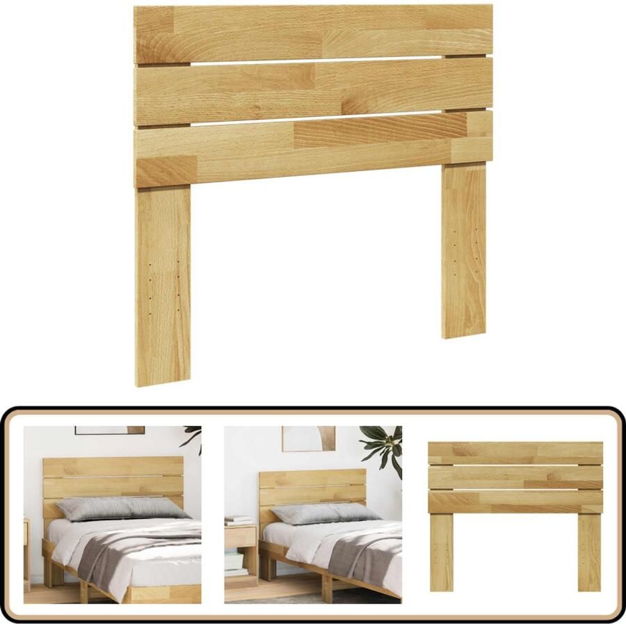 VidaXL Hoofdbord Massief Eikenhout 80 cm Hoofdbord Beddecoratie Houten Hoofdbord Eikenhout