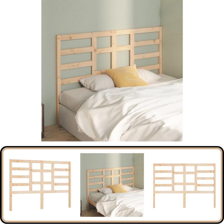 VidaXL Hoofdbord Massief Grenen 126x104cm Houten Hoofdbord Hoofddekens Bed Accessoires Massief Hout Grenenhout