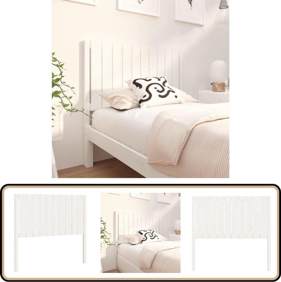 VidaXL Hoofdbord Massief Grenen Wit 105 5x100 cm Houten Hoofdbord Kopen Rustic Interieur Vintage Meubilair Slaapkamer Decoreren