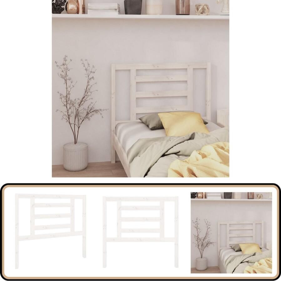 VidaXL Hoofdbord Massief Grenen Wit 106x100 cm Houten Hoofdbord Hoofd Bord Hoofdkussen Bedroom Decor Slaapkamer Meubels Massief Hout Witte Hoofdbord Vintage Stijl Landelijke Stijl Minimalistisch Design